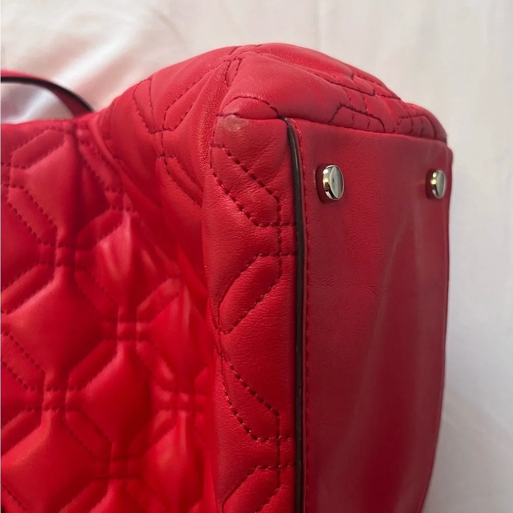 SOLD. Kate Spade Red Quilted Xmas Holiday Chic Designer Bag - Picture 7 of 9